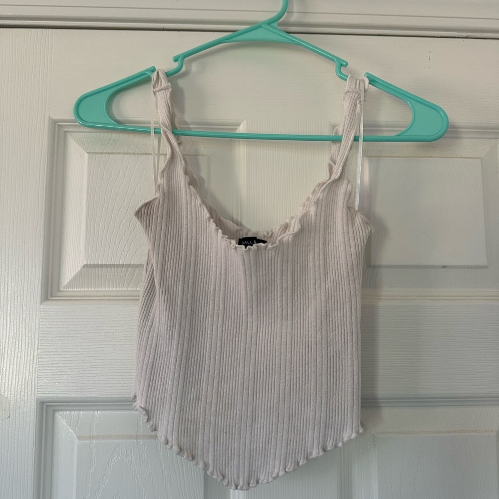 Kendall & Kylie White Pleated Asymmetrical Camisole